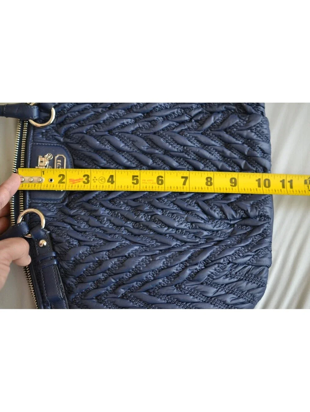 Coach Madison Sophia 18637 70th Anniversary Navy Quilted Chevron Satchel Bag